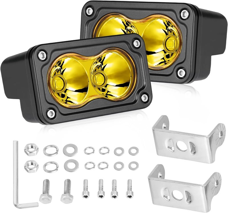 AKD Part Yellow LED Pods, 3 Inch CREE LED Yellow Fog Lights 40W Spot Motorcycle Auxiliary Light Pods Small Offroad Driving Pods Lights 2PCS for Truck Dirt Bike SUV UTV ATV Snowmobile Surron - Image 1